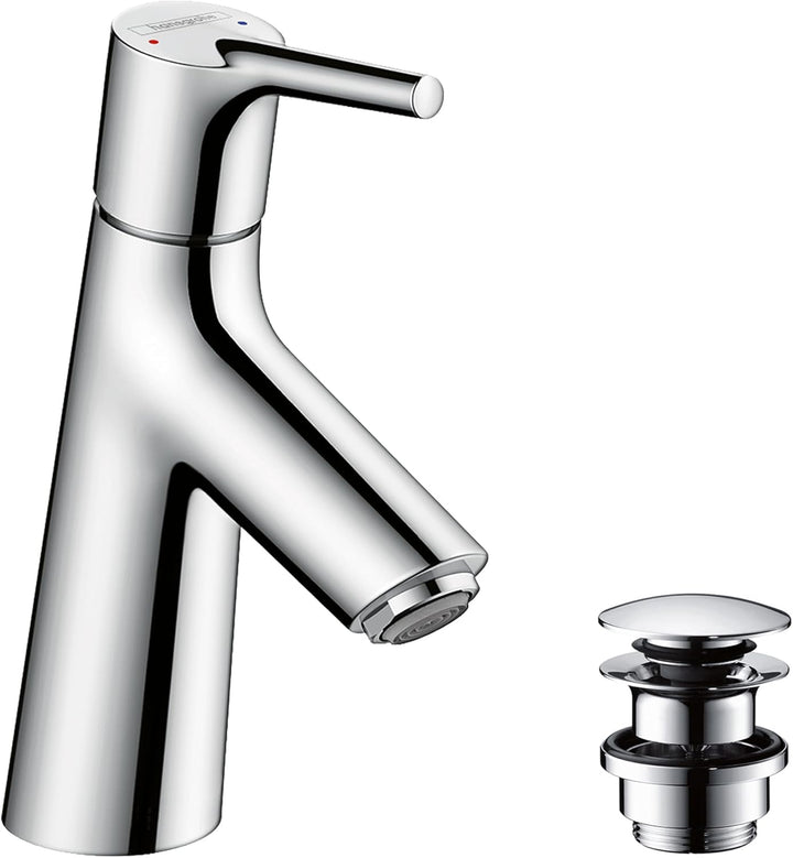 hansgrohe Wasserhahn Talis S (Armatur mit Auslauf Höhe 80mm und Push-Open Ablaufgarnitur) Chrom