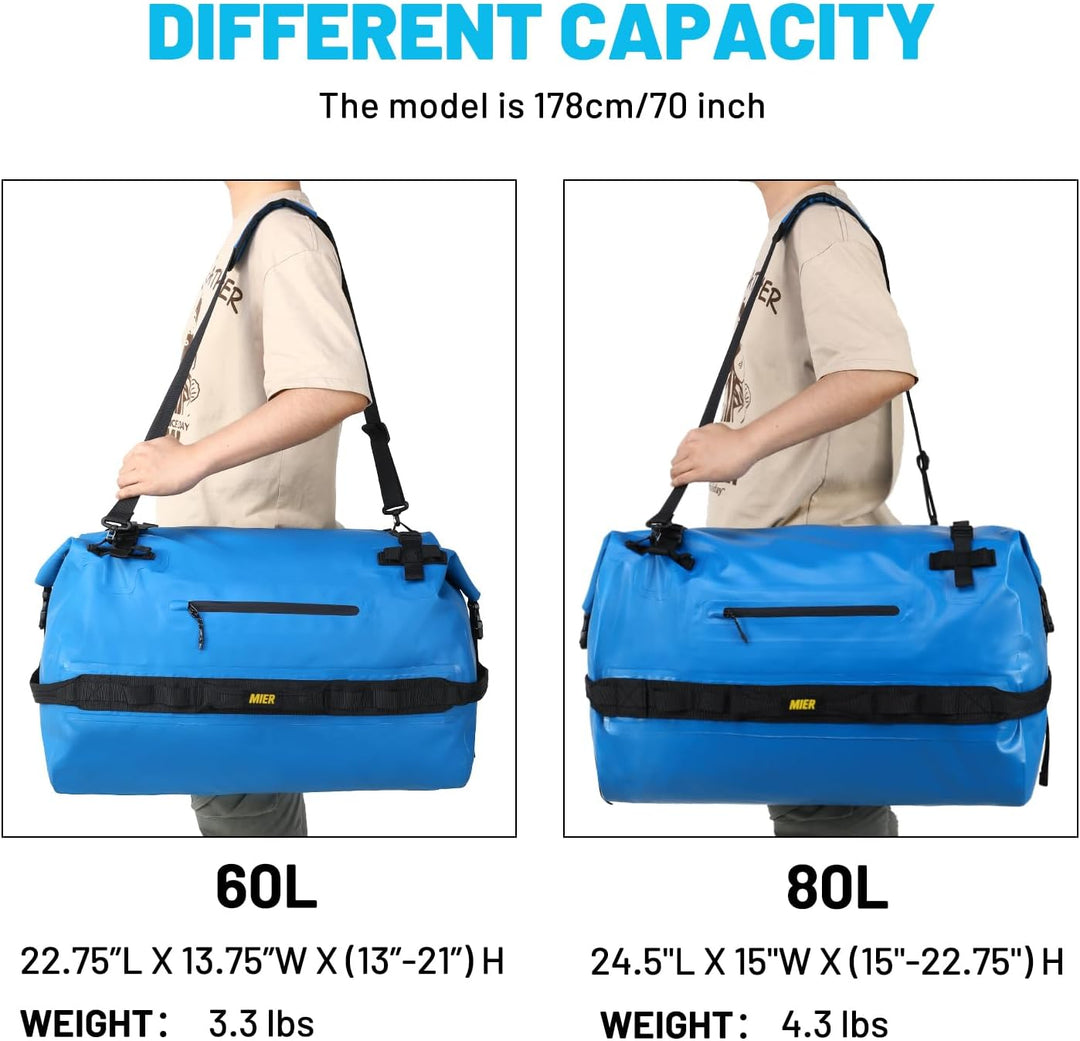 MIER Wasserfeste Reisetasche Duffle Bag mit Rucksackfunktion Rolltop Sporttasche für Seesack, Schwim