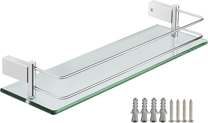 SAYAYO Duschablage Chrom Glasregal Edelstahl Duschregal Badezimmer Regal Duschkorb Shampoo Halterung