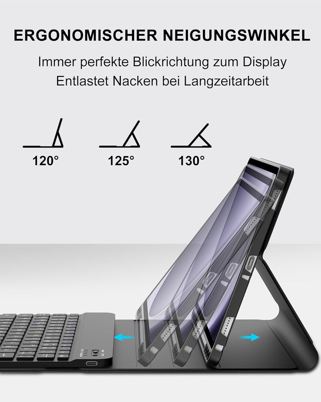 Hülle mit Tastatur für Samsung Galaxy Tab A9+ 11" (2023, SM-X210/X215/X216), Deutsch QWERTZ Keyboard