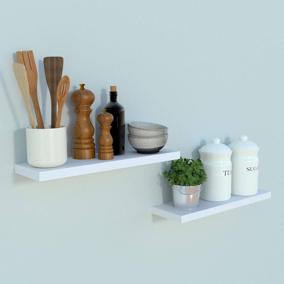Henor Wandregal FSC® Holzwandregal 50 x 15 x 2.5 cm. Laden Sie 30 kg. Weiss 50 Weiss, P-15 Cm., 50 W