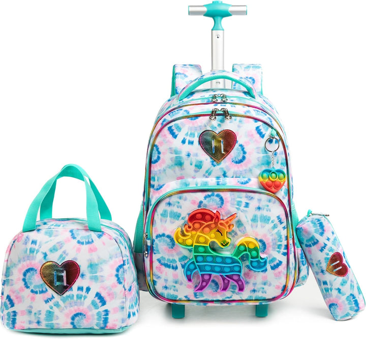 Egchescebo Schule Kinder Rolling Backpack für Mädchen mit Rädern Trolley Wheeled Backpack, 041123-bo