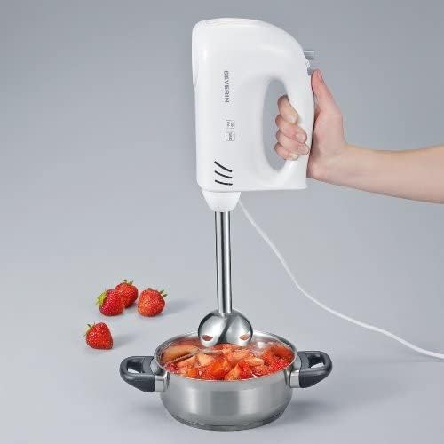 Severin S73822 Handmixer mit Stabmixer-Aufsatz, ca. 300 W, HM 3822, weiss/grau Handmixer mit Stabmix