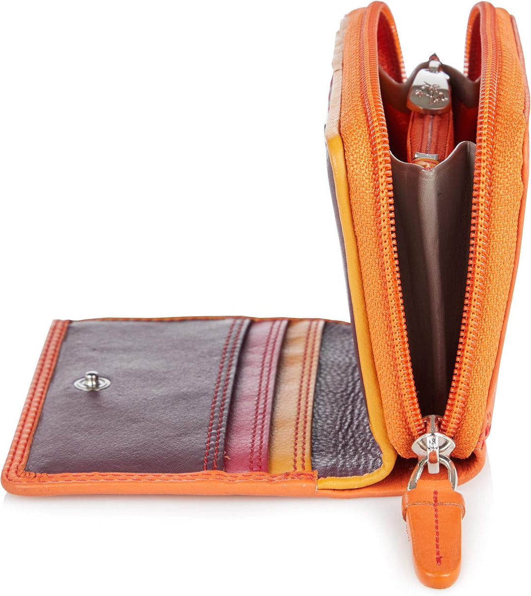 VISCONTI Twofold Leder Damen Geldbörse Portmonee Rainbow Multicolor/Mehrfarbig Small Purse(RB53) Ora