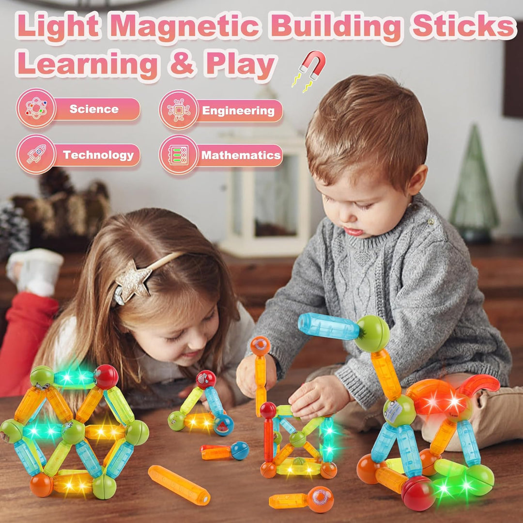 SVYHUOK Magnetische Bausteine 52 Stück Magnete Kinder, Magnetic Bauklötze Baukasten Spielzeug, Kreat