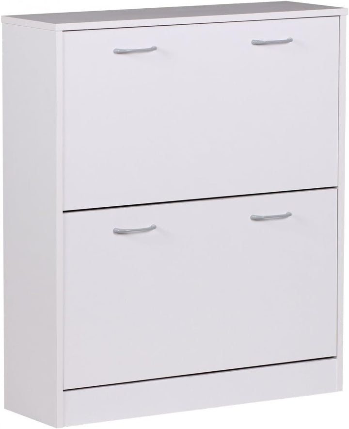Wohnling Schuhkipper Kiel Weiss matt 2 Fächer 75 x 87 x 24 cm | Design Holz-Schuhschrank zum klappen