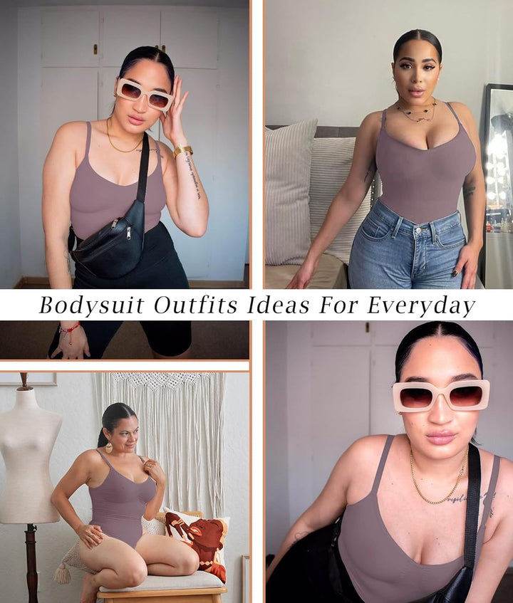 SHAPERX Shapewear Damen Bauchweg Bodysuit Formender Body Shaper Sculpting Tanga mit Verstellbarer Sc