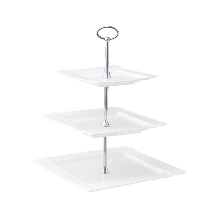 AMBITION Etagere Porzellan 3 stöckig Kubiko 25 x 25 cm quadratischer Tortenständer für Obst Törtchen