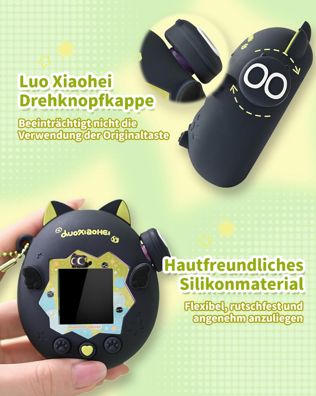 GeekShare Silikon-Hülle Kompatibel mit Tamagotchi Paradise, Weiche Schutzhülle, Button Caps, Perlenk