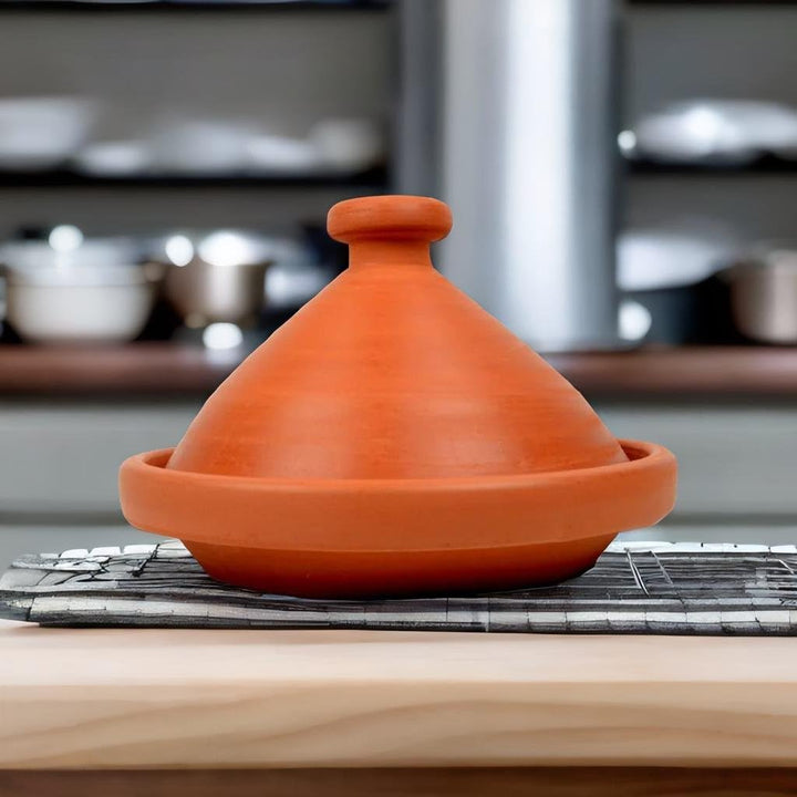 Marokkanische Tajine zum Kochen, original aus marokko, für 4-5 Person, Ø 30 cm, handgetöpfert Marrak