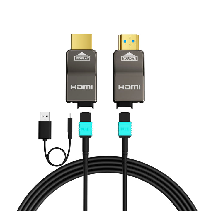 RUIPRO 8K HDMI 2.1 Kabel mit abnehmbarem Stecker aus reiner Glasfaser, 15 m, armiert, Ultra High Spe