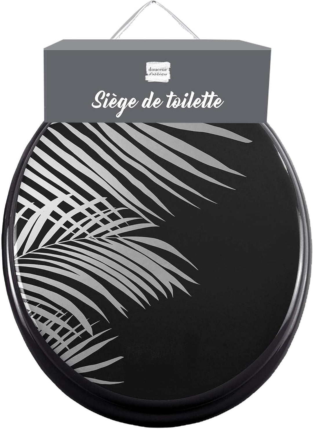 Douceur d'Intérieur 1801316 Orbella WC-Sitz, Schwarz/Silber, 37 x 47 cm WC-Sitz Schwarz / Silber, WC