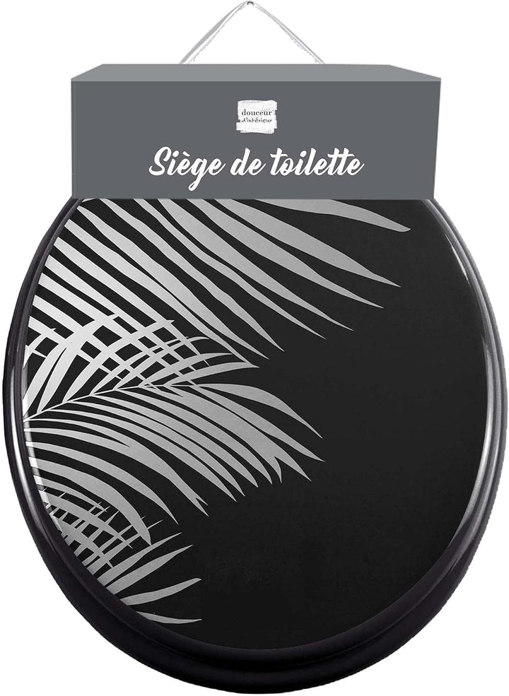 Douceur d'Intérieur 1801316 Orbella WC-Sitz, Schwarz/Silber, 37 x 47 cm WC-Sitz Schwarz / Silber, WC