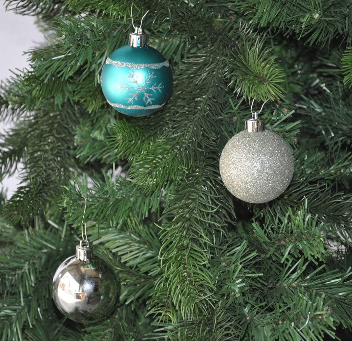 64x Kunststoff Christbaumkugeln Ø 6cm Kugel Box Glanz Glitzer Matt Dekor Inge inkl. Aufhänger, Farbe
