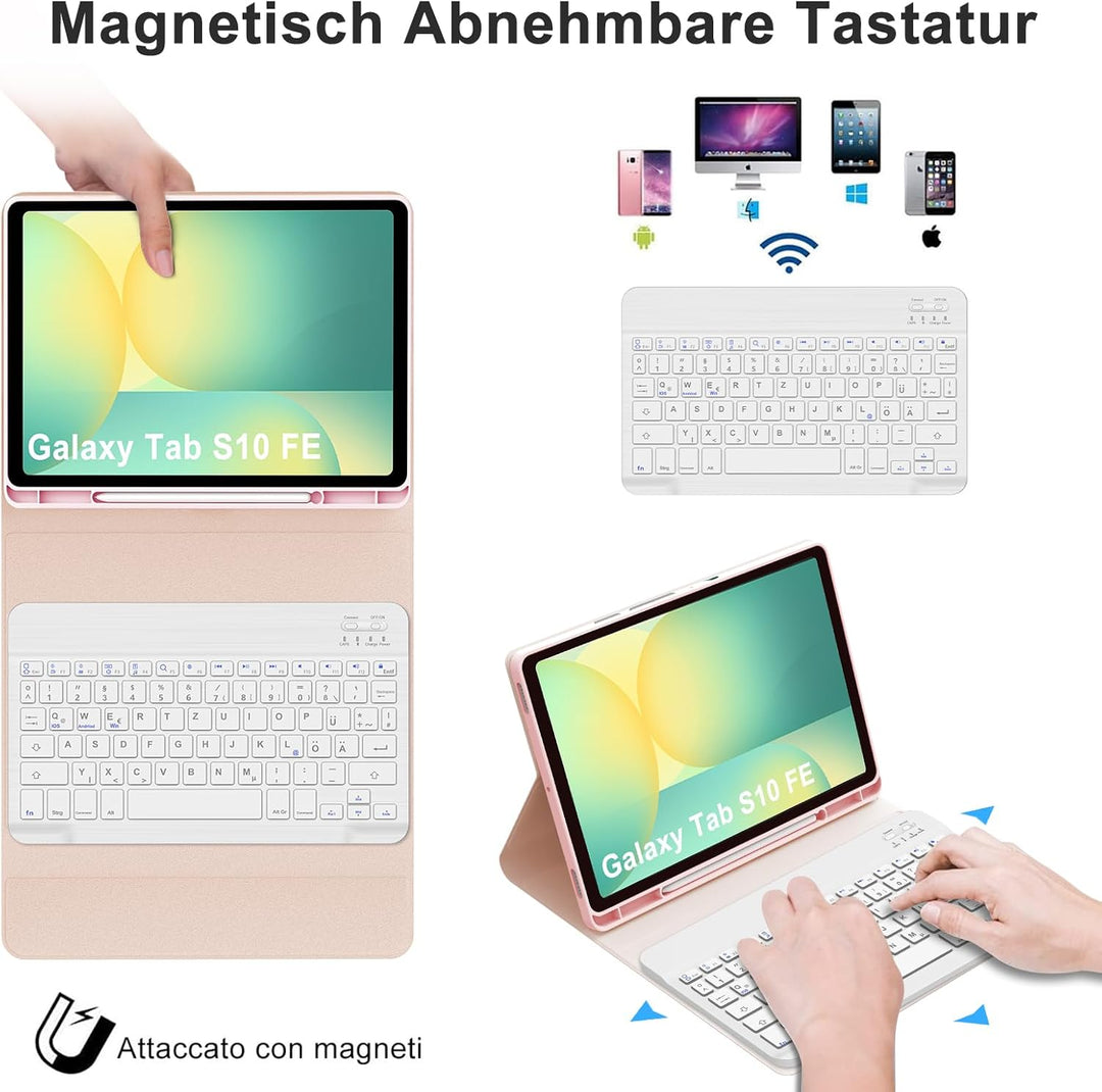 IVEOPPE Tastatur für Samsung Galaxy Tab S9FE/S10FE 10.9", Hülle Tastatur Galaxy Tab S9/S10FE 2025, M