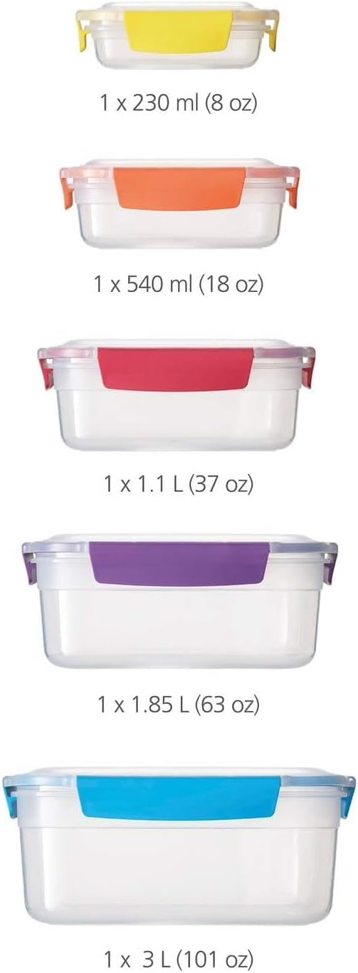 Joseph Joseph Nest Lock, 5 Stück Kunststoff Küche Lebensmittel Lagerung aufbewahrungsbox mit Deckel,