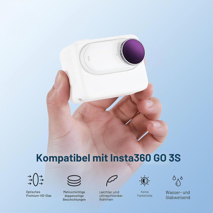NEEWER ND-Filter-Set, kompatibel mit Insta360 GO 3S, UV+CPL+ND8+ND16+ND32+ND64 Filtern, Action-Kamer