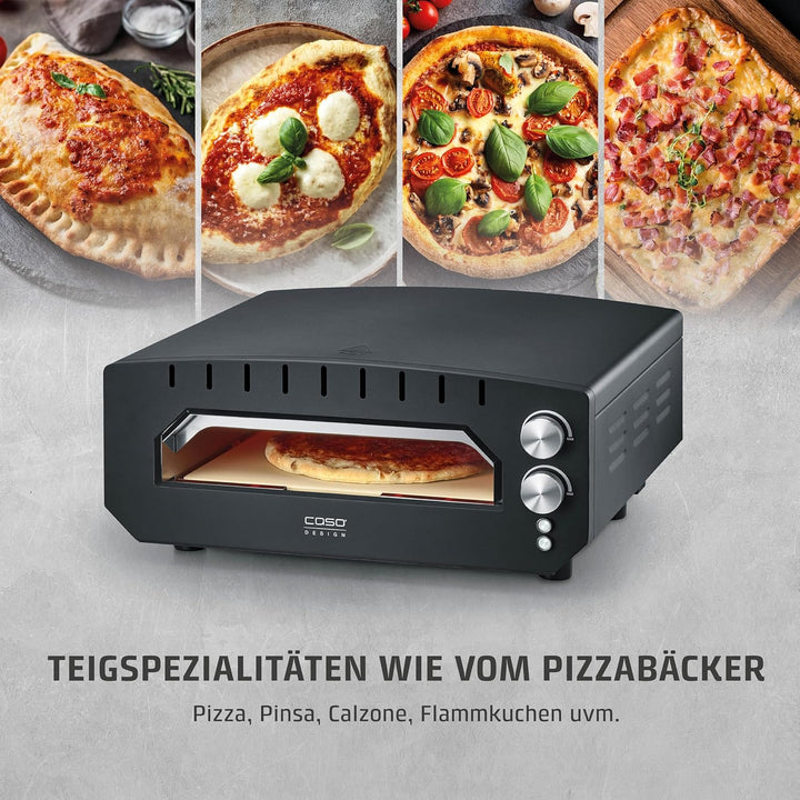 CASO PizzaChef 400° - Pizza Ofen, elektrisch, für Pizza, Pinsa, Flammkuchen, 400°C heisser Steinofen