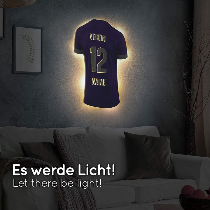Elbeffekt Trikotlampe für AUE Fans aus Holz - personalisierbares Geschenk - schenke Dein individuell