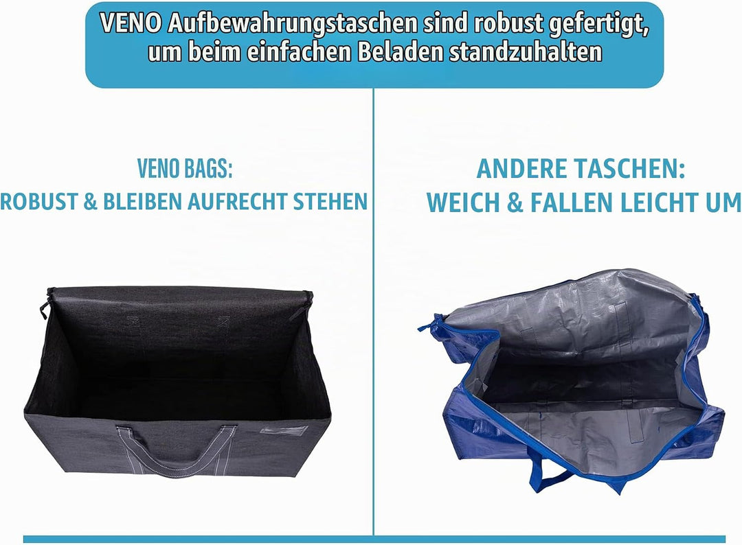 VENO 102 Liter Grosse Aufbewahrungstasche, Aufbewahrungsbox mit Deckel, Starke Griffe Umzugstaschen