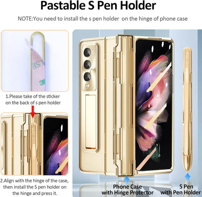 Miimall Handyhülle Kompatibel mit Samsung Galaxy Z Fold 3 Hülle mit S Pen, Transparent PC Schutzhüll