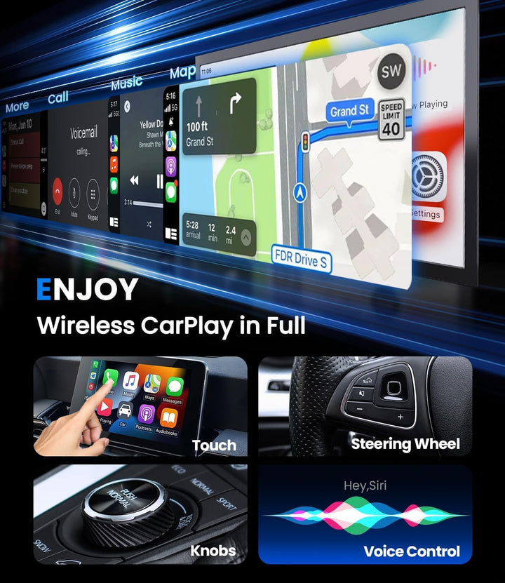 MZU CarPlay Wireless Adapter für iPhone – Upgrade auf kabelloses CarPlay, Plug &amp; Play, USB/Type-C, M