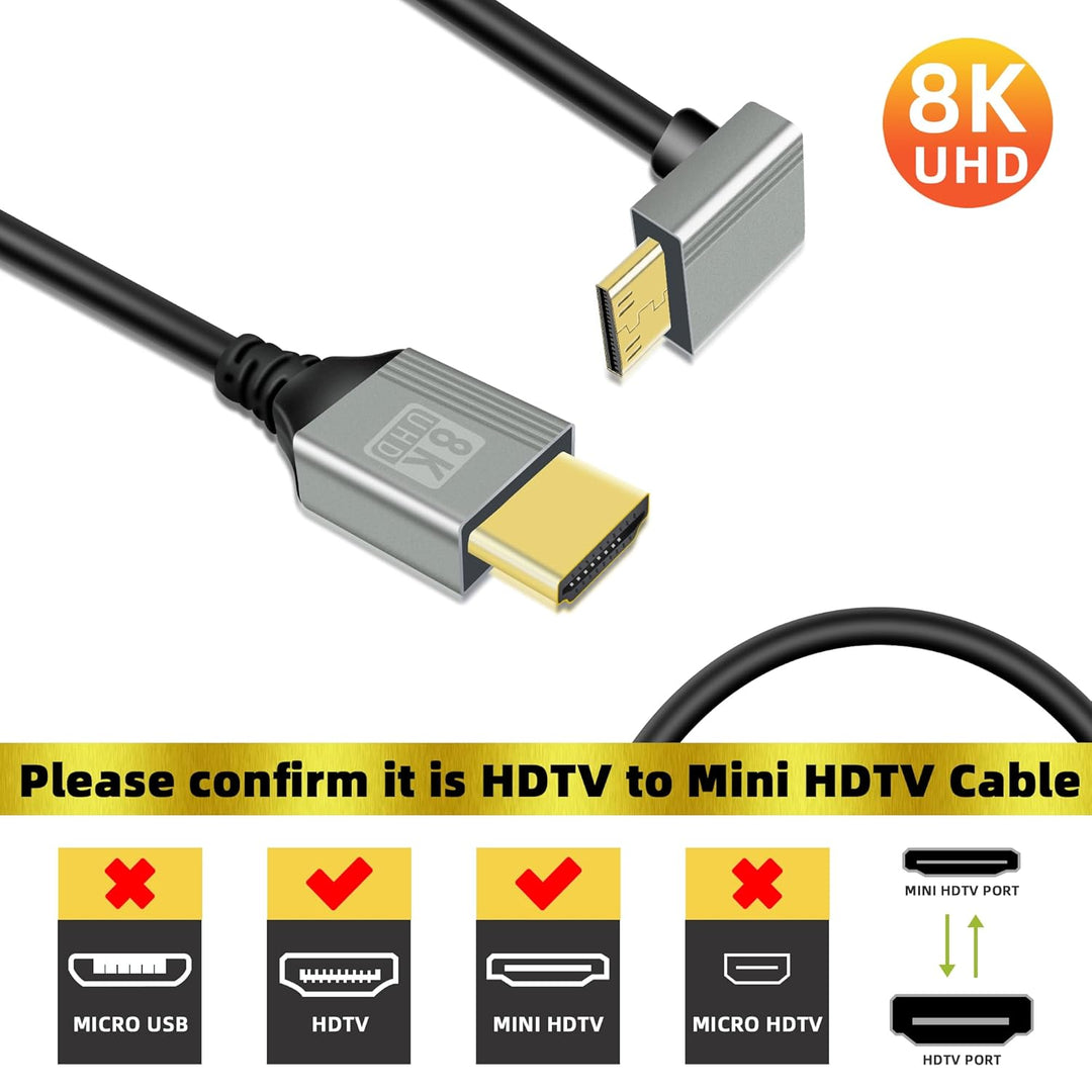 GELRHONR 8K Mini-HDTV-zu-HDTV-Kabel, Mini-Stecker-zu-Stecker, 48 Gbit/s, unterstützt 8K@60Hz Video4K