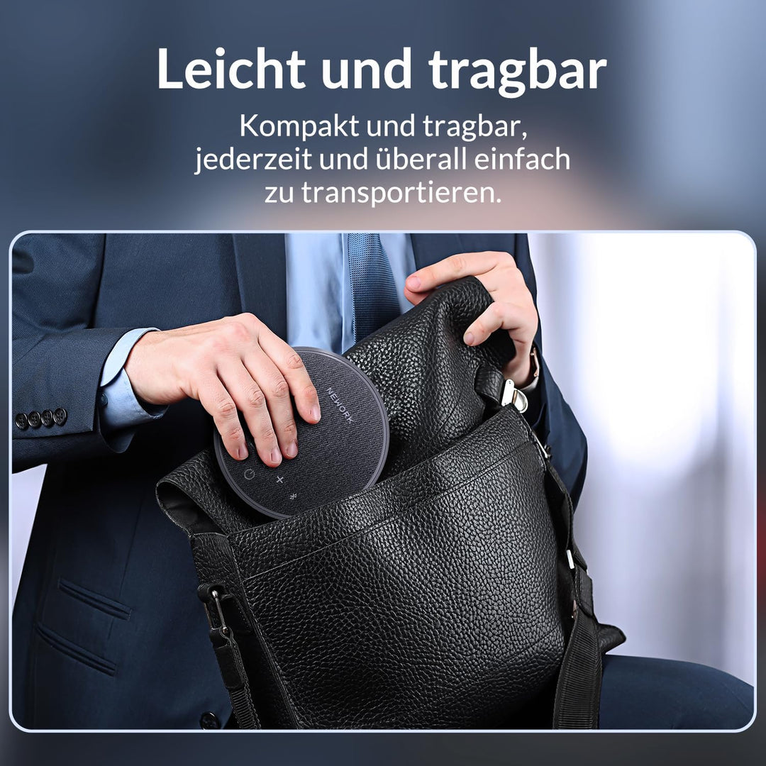 Bluetooth-Freisprecheinrichtung für Konferenzen, 3 AI-Mikrofone mit Geräuschunterdrückung, 12-Stunde