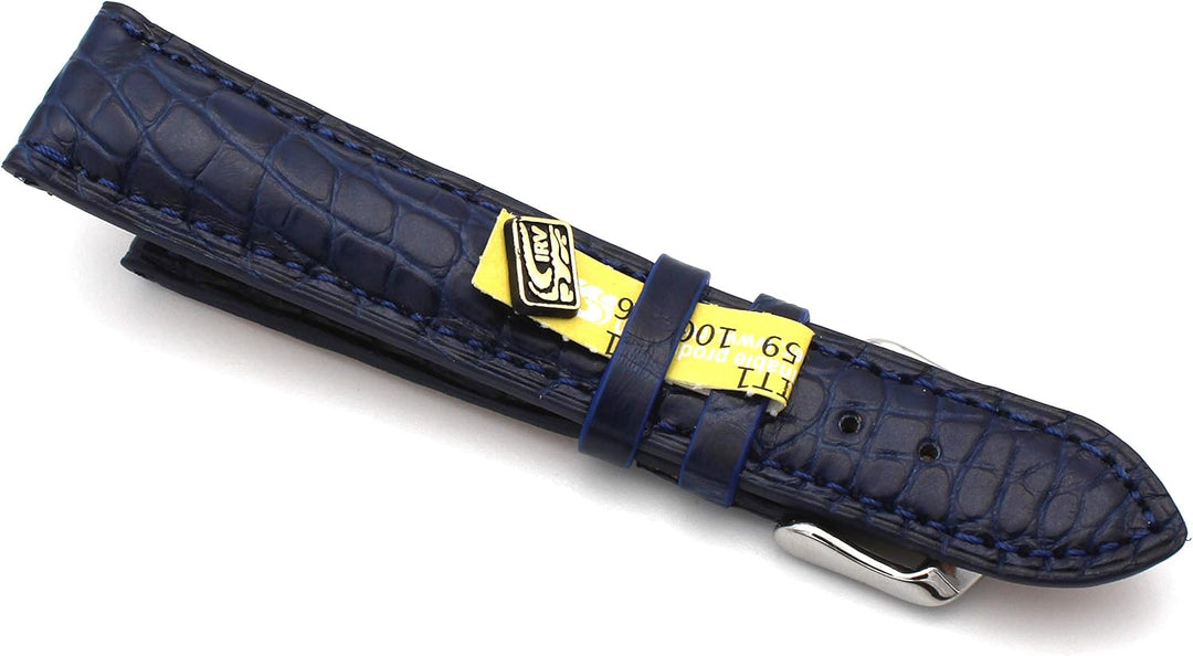 20mm XS Damenlänge Echt Alligator Vintage hangemacht in Deutschland Uhrenarmband Blau