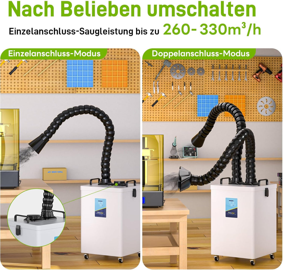 FumeClear FC-2003 Doppel-Rauchabsauger für 20W/30W Lasergravur (Modelle A10, S2, L2, K1, A1, S1), ge