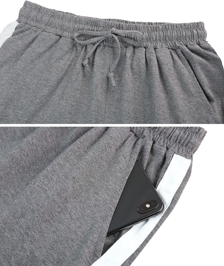 Litherday Shorts Damen Sportshorts Kurz Hosen Streifen Jogginghose Sommer Traininghose mit Taschen E
