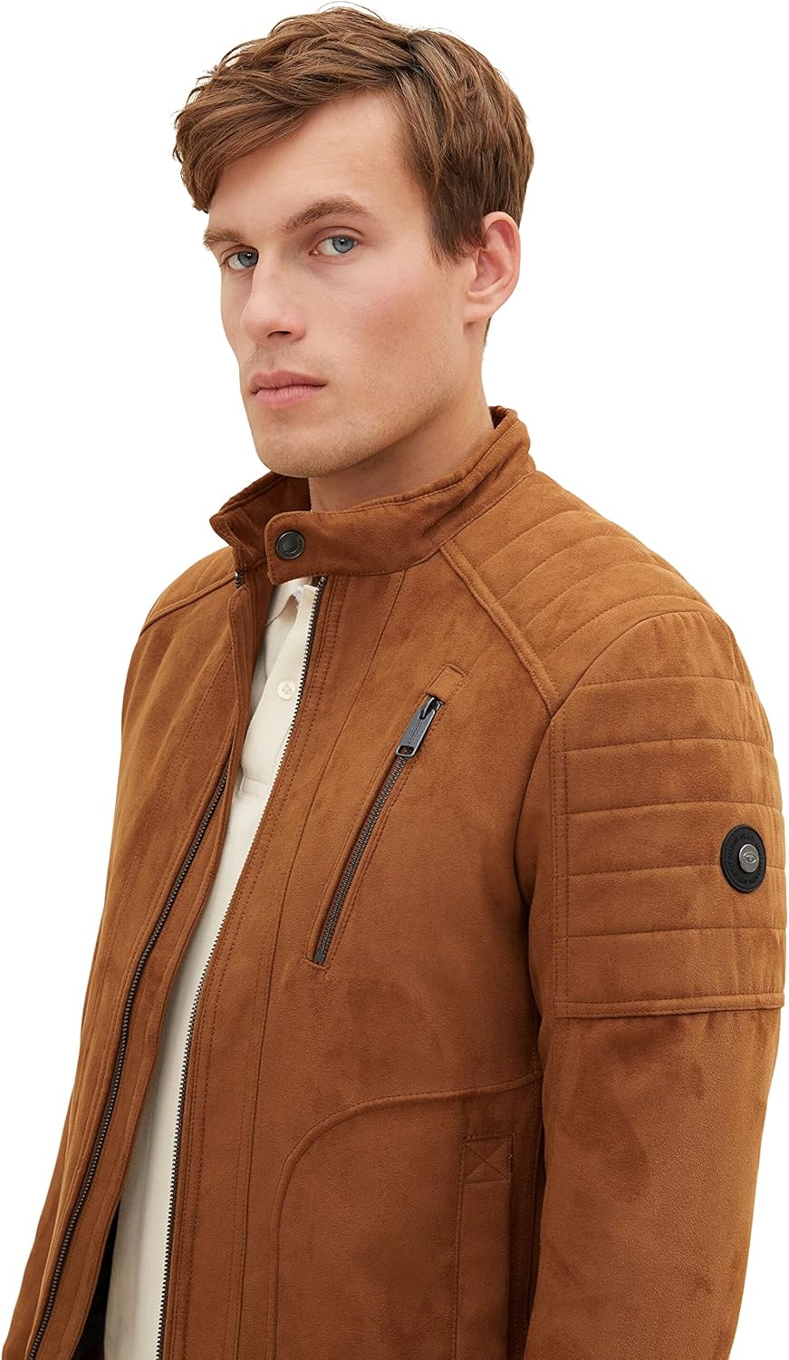 TOM TAILOR Herren Fakeleder Bikerjacke M 30512 - Fox Brown Fake Leather, M 30512 - Fox Brown Fake Le