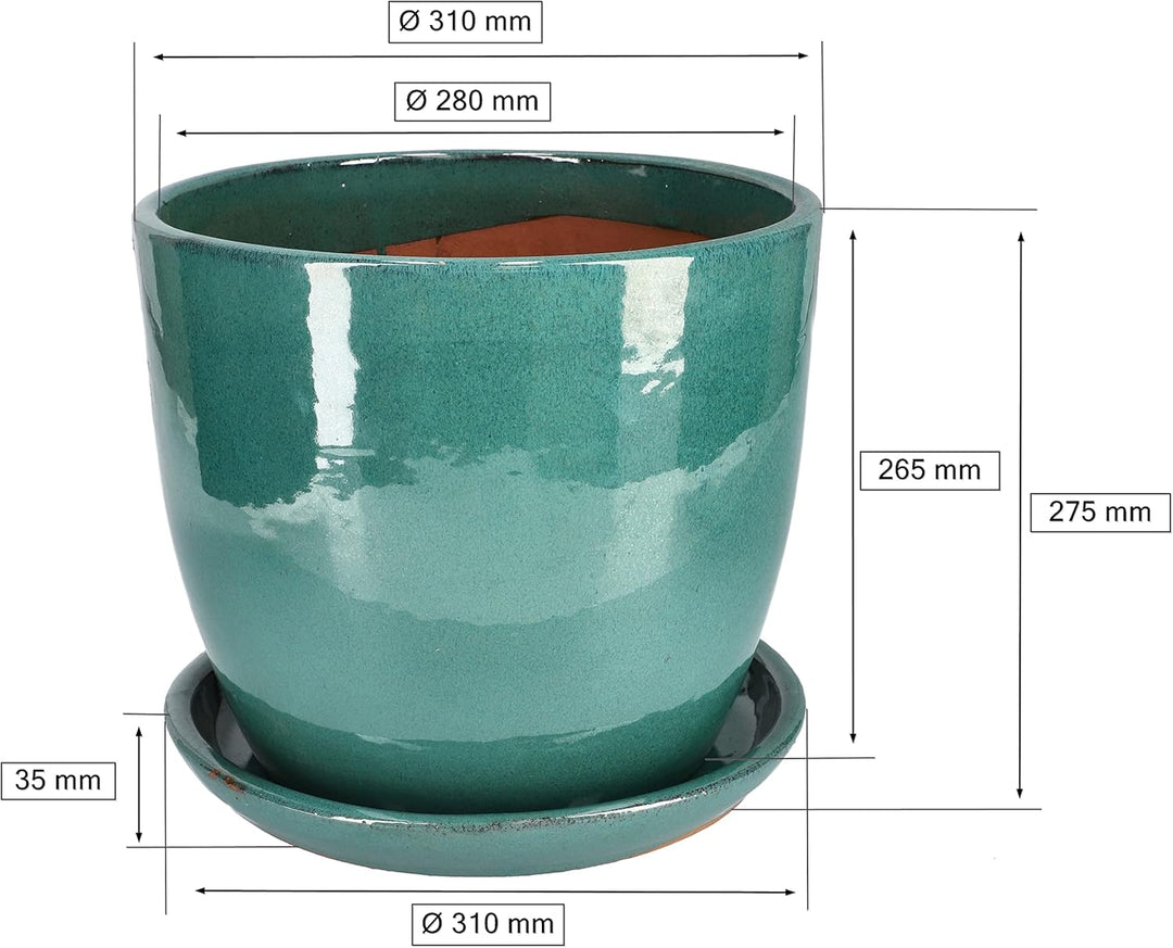 KOTARBAU® Garten Blumentopf ⌀ 31cm Keramik glasiert Erdberfarbe mit
