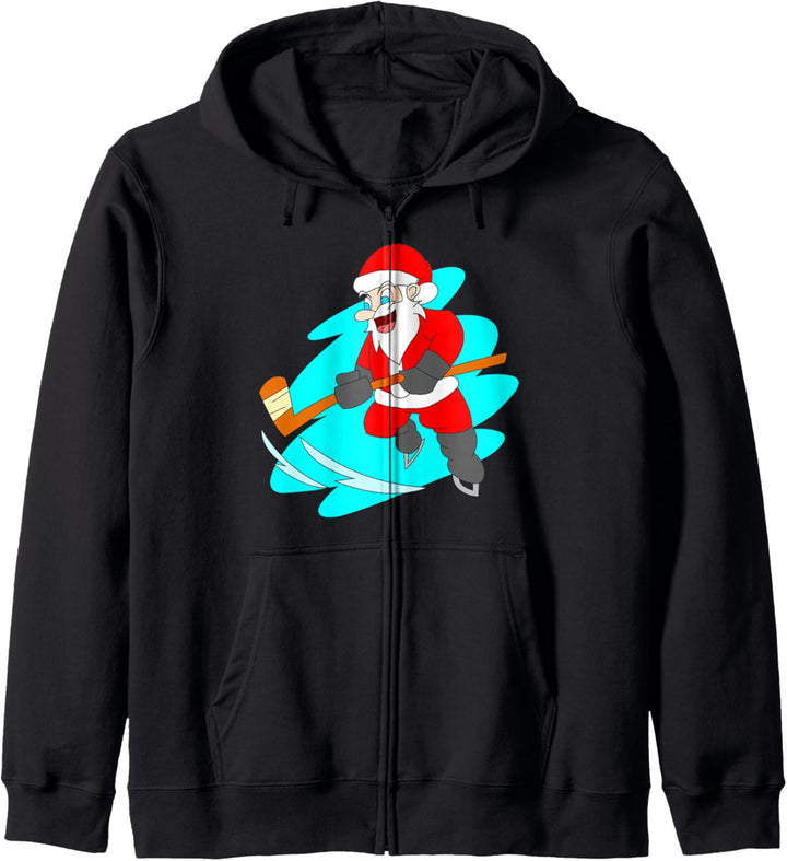 Weihnachtsmann Spielende Eishockeyspieler Weihnachten Kapuzenjacke