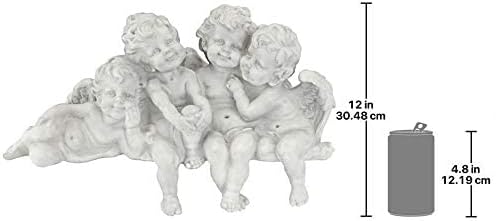 Design Toscano Figur Puttenkonklave Sitzende Engel, silber, 14 x 45,5 x 30,5 cm, SH380151 Regal sitz