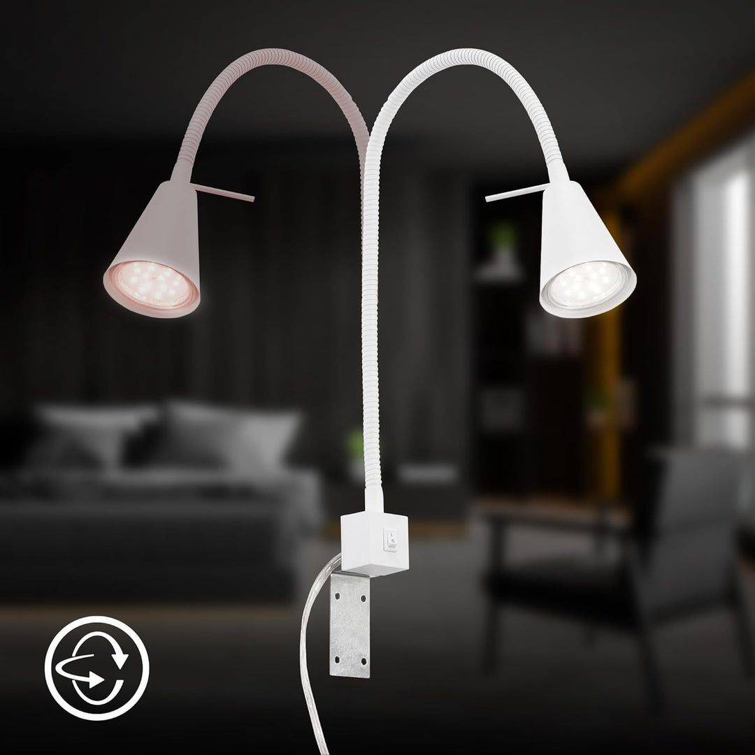 Briloner Leuchten LED Bettleuchte, Bettlampe Flexarm, inkl. An-/Ausschalter, 4 Watt. 400 Lumen, 3.00
