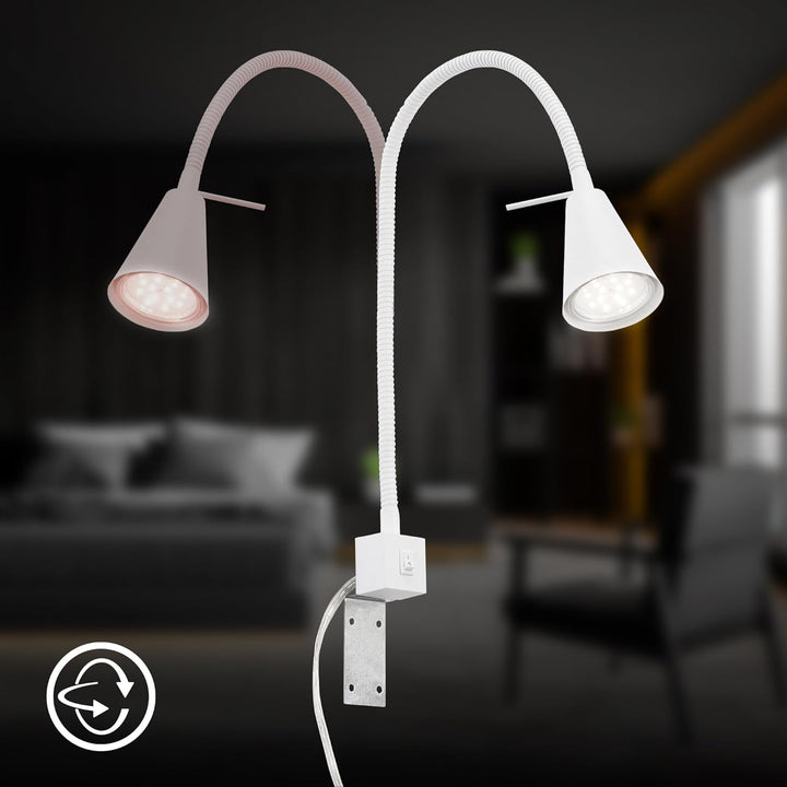 Briloner Leuchten LED Bettleuchte, Bettlampe Flexarm, inkl. An-/Ausschalter, 4 Watt. 400 Lumen, 3.00