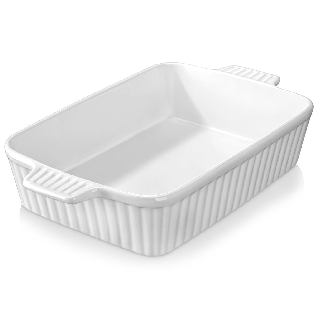 MALACASA Auflaufform Gross, 40 cm Rechteckig Ofenform mit Griffen für 4-6 Personen(4 L), Tiefe Bakin