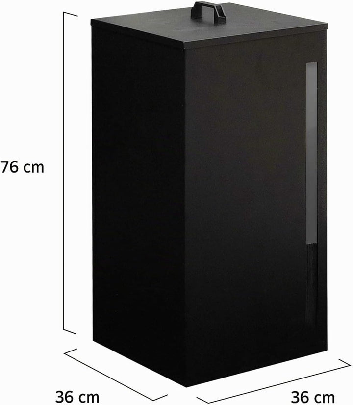 IDMarket - Pelletbehälter schwarz Kapazität 45 kg Pelletaufbewahrung 36 x 36 x 76 cm