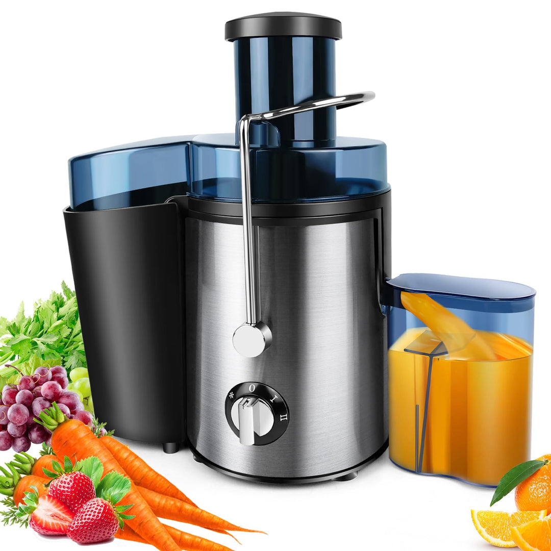 400W Entsafter, 500ml Grosse Saftauslauf mit Einfüllschacht, Leise und Easy-Clean, BPA-Frei für Obst