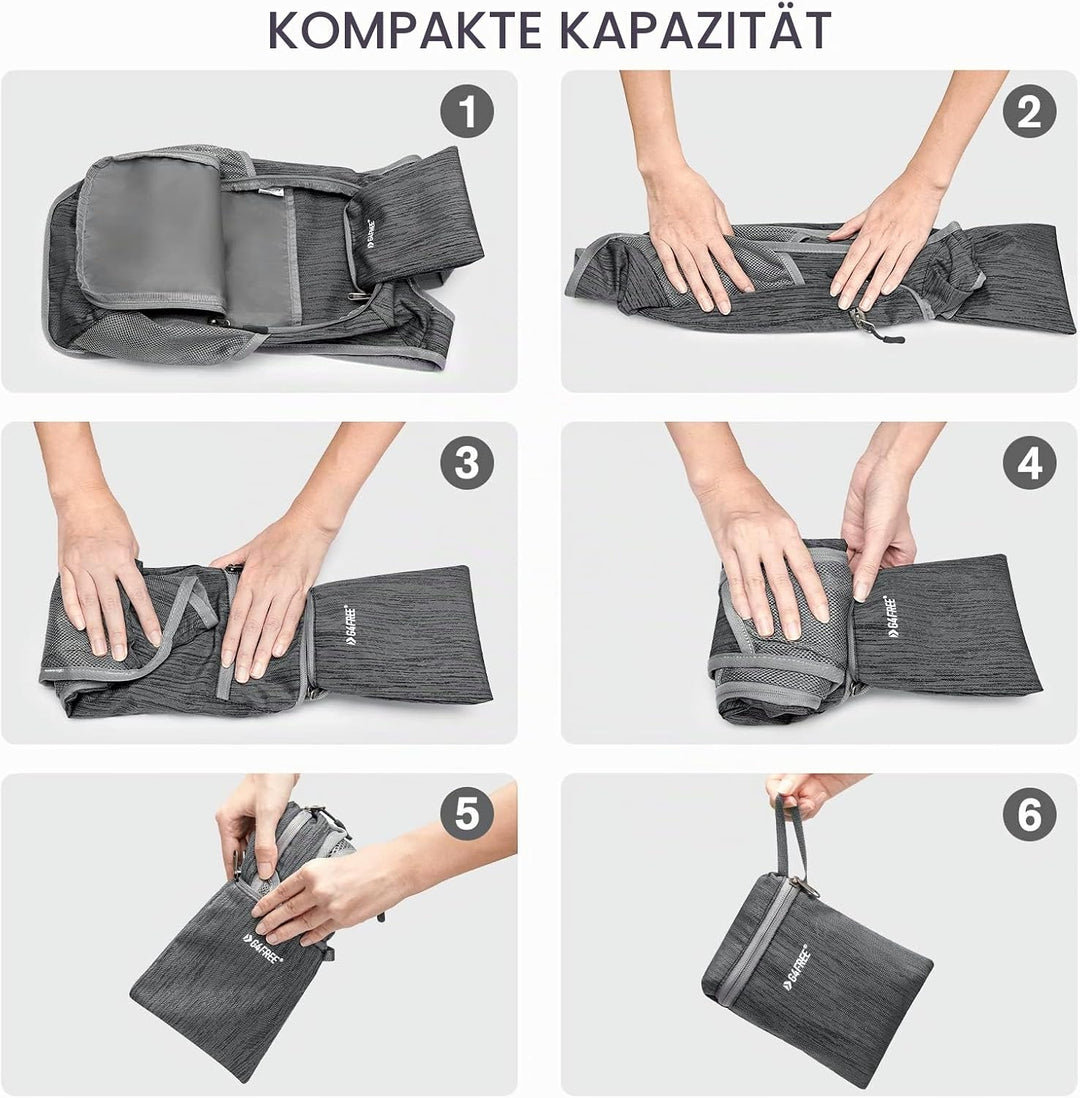 G4Free 10/15/20L Faltbarer Rucksack Klein, Wanderrucksack Leicht, Tagesrucksack Damen Herren für Wan