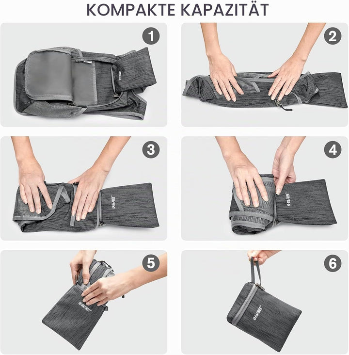 G4Free 10/15/20L Faltbarer Rucksack Klein, Wanderrucksack Leicht, Tagesrucksack Damen Herren für Wan