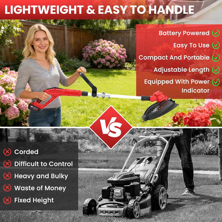 Akku Trimmer kompatibel mit Milwaukee 18V Akku, 3-in-1 Falt-Kombi mit bürstenlosem Motor 30cm Schnit