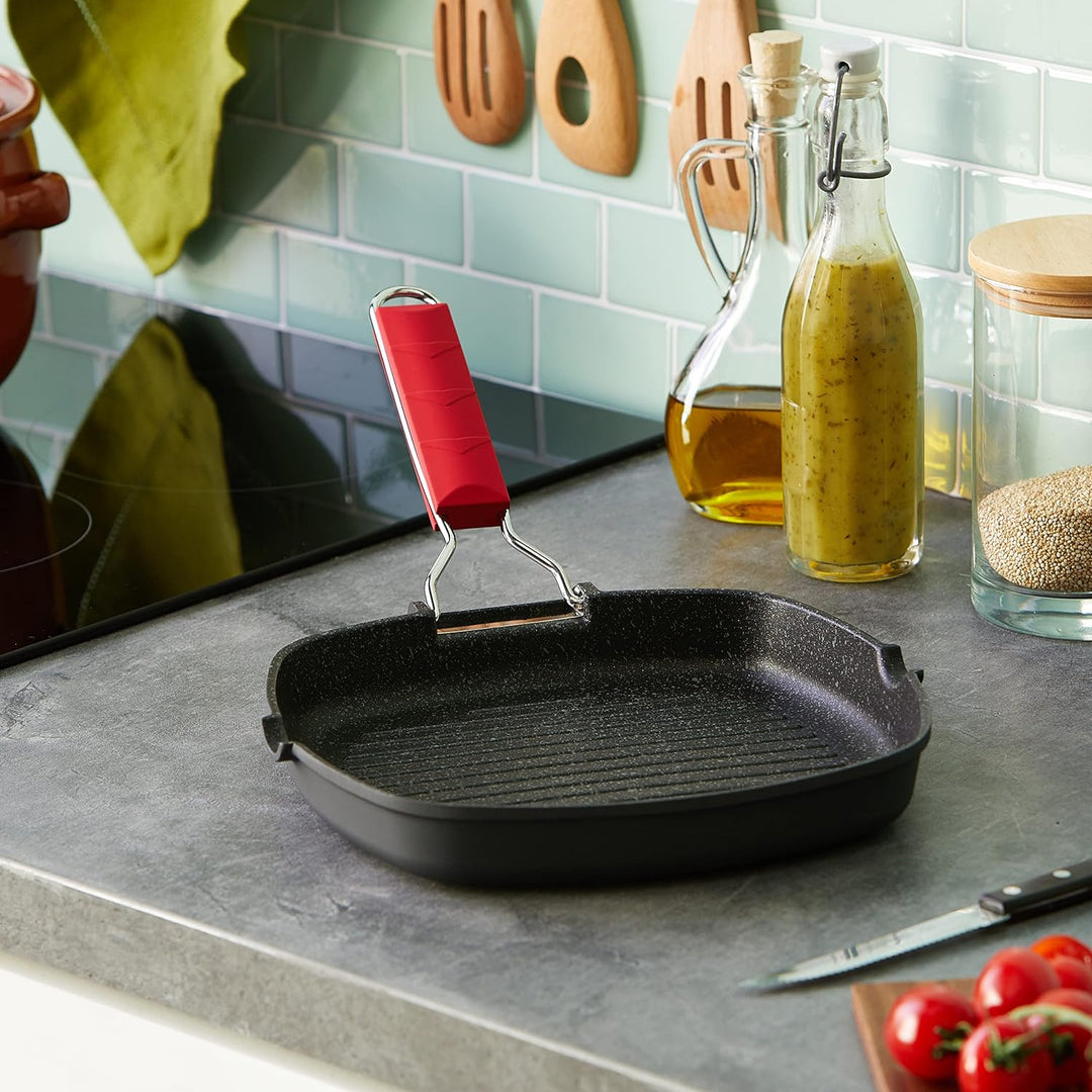 Moneta Grillpfanne 24 x 24 cm Pro Grill mit klappbarem Griff auch für Induktion