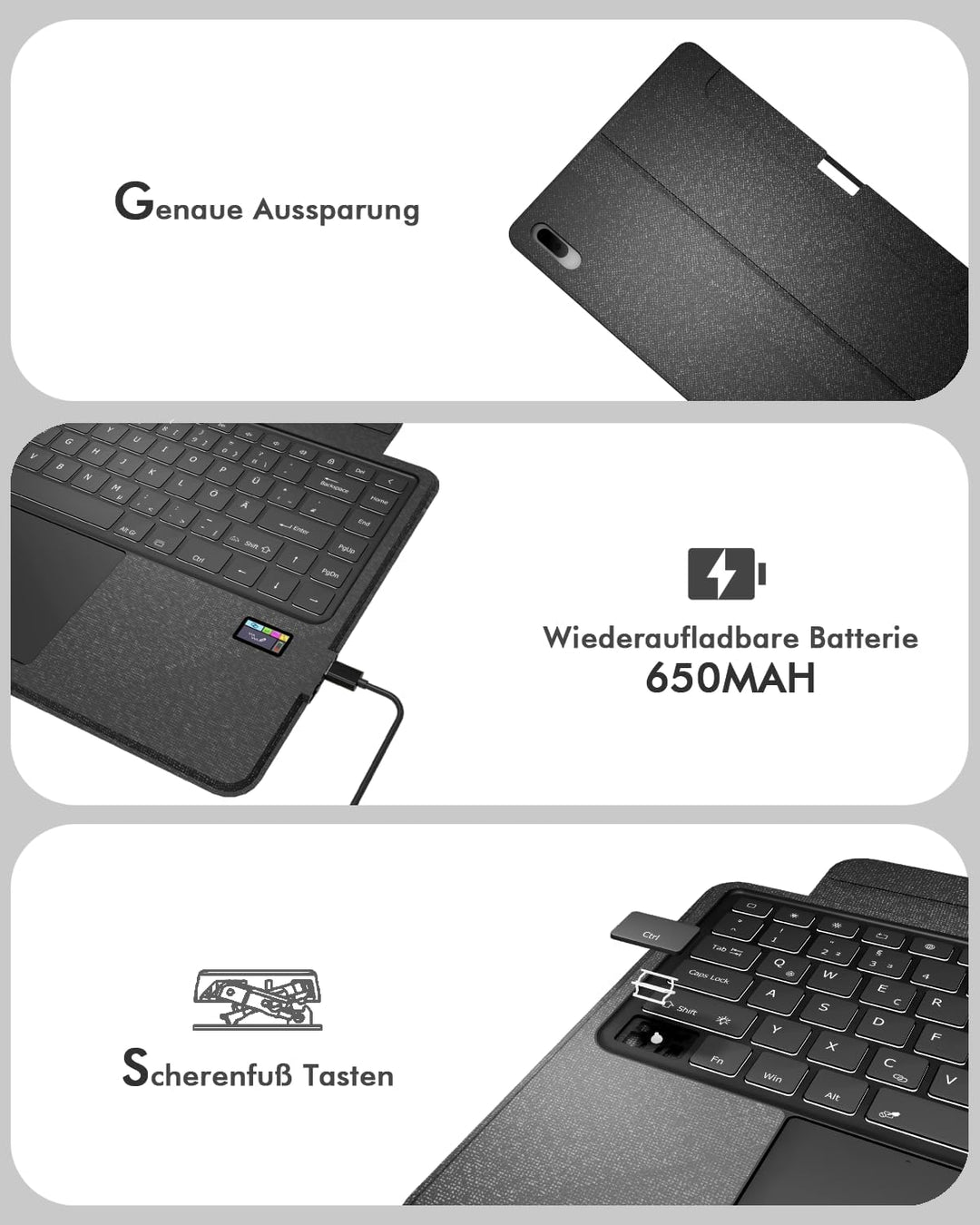Doohoeek Tastatur Hülle mit LCD-Display für Samsung Galaxy Tab S11 Ultra 14,6 Zoll 2025, Abnehmbare