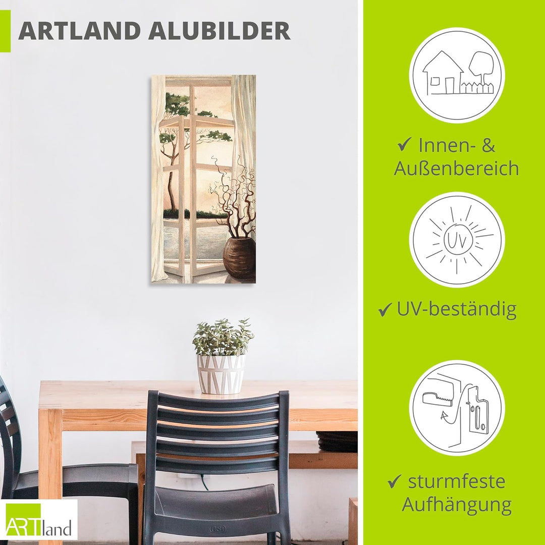 ARTland Wandbild Alu Verbundplatte für Innen & Outdoor Bild 30x60 cm Fensterblick Fenster Toskana La
