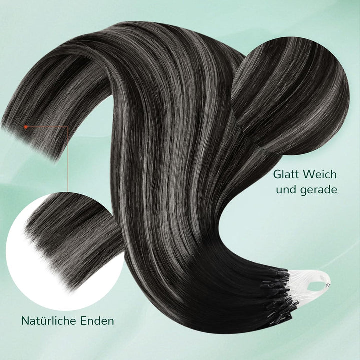 Easyouth Echthaar Microring Extensions Ombre Microring Haarverlangerung Remy Echthaar Micro Extensio