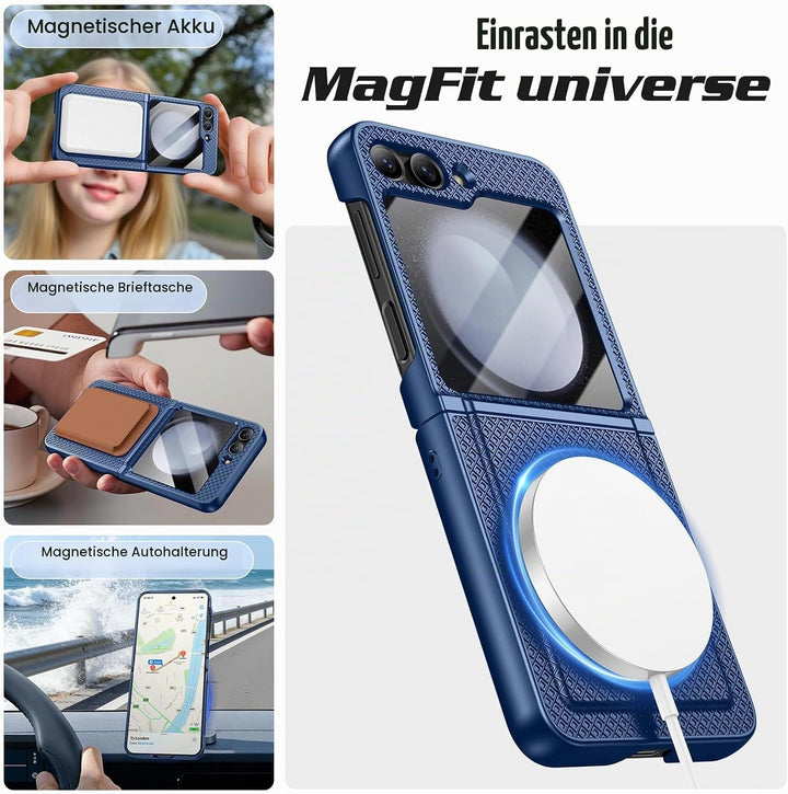 Doeshine für Samsung Galaxy Z Flip 5 Hülle für Mag-Safe mit Scharnierschutz &amp; Displayschutzfolie, Ru