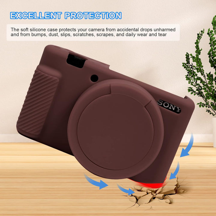 ZV1 Kamera Hülle, Kameratasche Silikon Hülle für Sony ZV-1 ZV1 Digital Vlogging Kamera (Braun), Brau