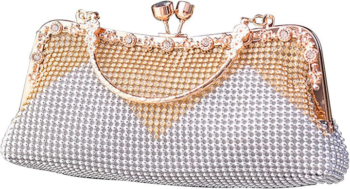 CORIOS Damen-Clutch Strasssteine Abendtasche Strass Handtasche Diamant Schultertasche Klein Tasche E